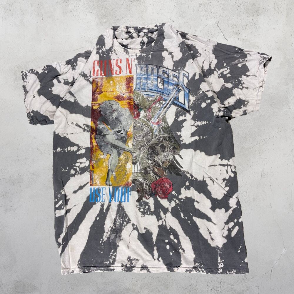 🔫 Guns N’ Roses Tie Dye Shirt Use Your Illusion Bleach Dye Graphic Band Tee 🌹